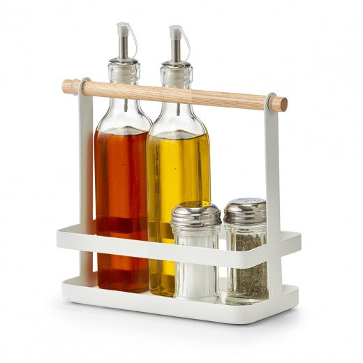 Support en métal avec poignée, pour récipients de cuisine, Blanc Caddy, L23,5xl10xH20 cm