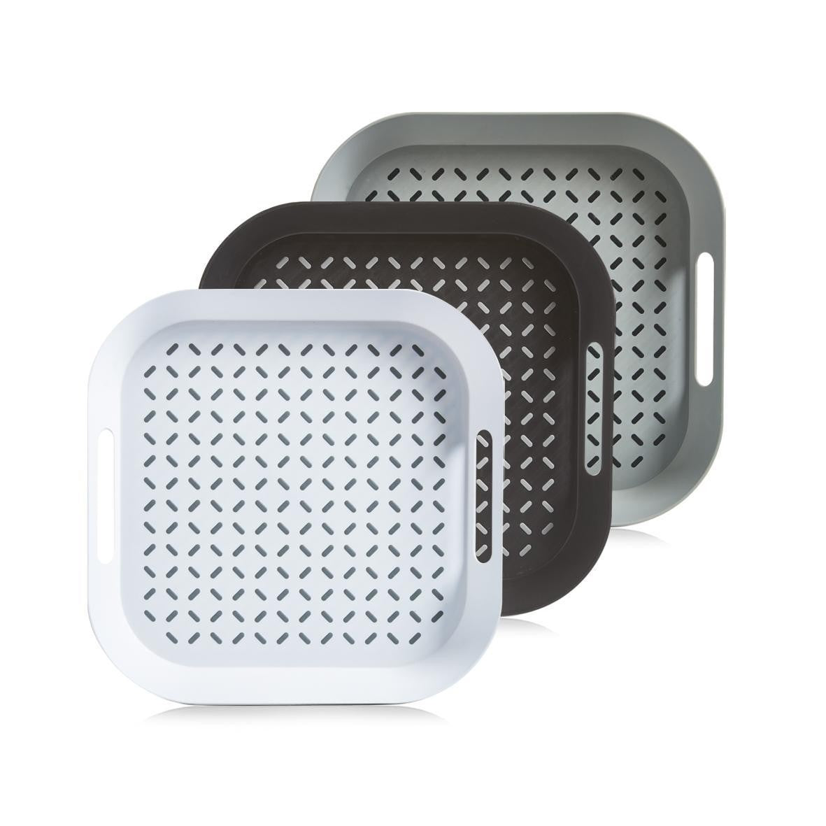 Try Plateau de service en plastique gris, L34xl34xH4,3 cm