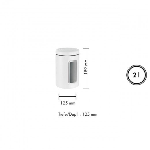 Récipient de stockage avec couvercle, en métal et plastique, Classic Line Cream, 2L, Ø12,5xH18,9 cm