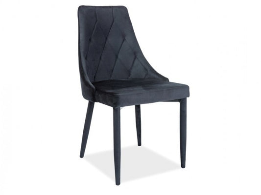 Chaise rembourrée avec tissu et pieds en métal Trix Velours Noir, l49xA59xH89 cm