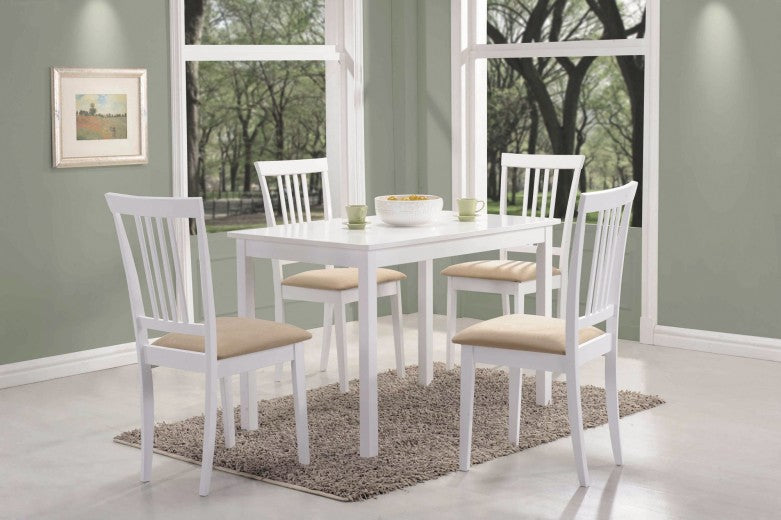 Set de table en MDF et bois Fiord Blanc+ 4 chaises CD-63 Blanc / Beige, L110xl70xH74 cm