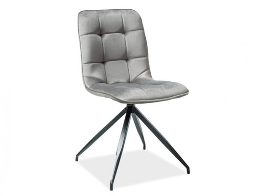 Chaise rembourrée avec tissu et pieds en métal Velours Texo Gris / Noir, l45xA42xH87 cm
