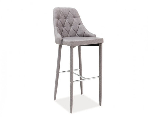 Tabouret de bar rembourré en tissu, avec pieds en métal, Trix H-1, Gris, l46xA42xH109 cm