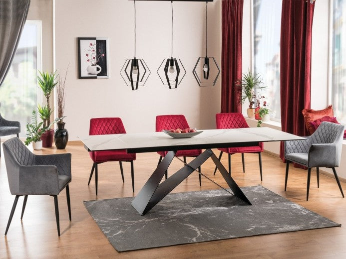 Chaise rembourrée avec tissu et pieds en métal Sergio Velours Bordeaux / Noir, l45xA45xH86 cm