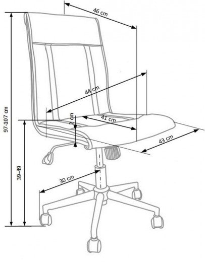 Chaise de bureau ergonomique, revêtue de cuir écologique Tyrol Blanc, l44xA46xH97-107 cm