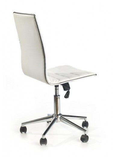 Chaise de bureau ergonomique, revêtue de cuir écologique Tyrol Blanc, l44xA46xH97-107 cm