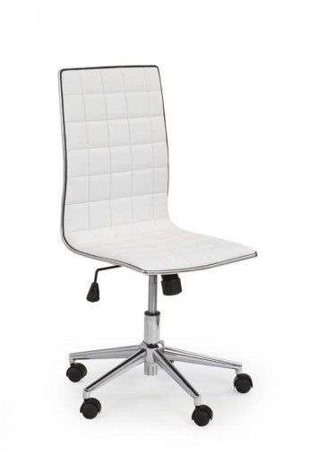Chaise de bureau ergonomique, revêtue de cuir écologique Tyrol Blanc, l44xA46xH97-107 cm