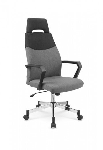 Chaise de bureau ergonomique tapissée de Gris Olaf / Noir, l58xA59xH113-121 cm