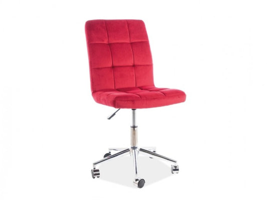 Chaise de bureau ergonomique rembourrée avec tissu Q-020 Velours Bordeaux, l45xA40xH87-97 cm