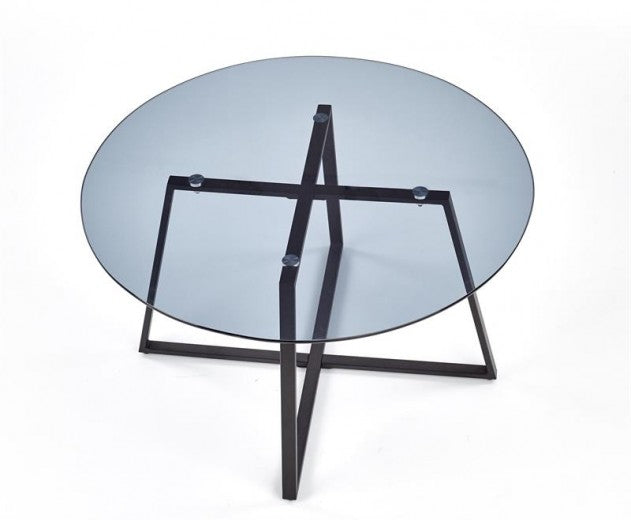 Table basse en verre et métal Zelda Noir, Ø80xH45 cm