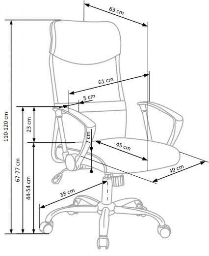 Chaise de bureau ergonomique tapissée de tissu Vire Blanc, l61xA63xH110-120 cm