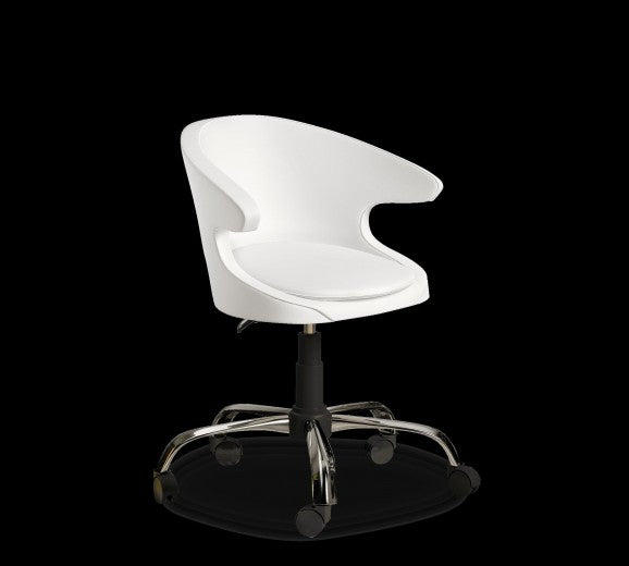 Chaise de bureau pour enfants, rembourrée en éco-cuir blanc perle, l61xA61xH86 cm