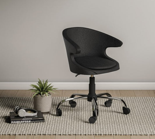 Chaise de bureau pour enfants, rembourrée en éco-cuir perlé noir, l61xA61xH86 cm