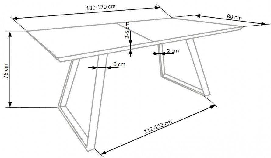 Table extensible en MDF et métal Chêne Trevor Sonoma, L130-170xl80xH76 cm