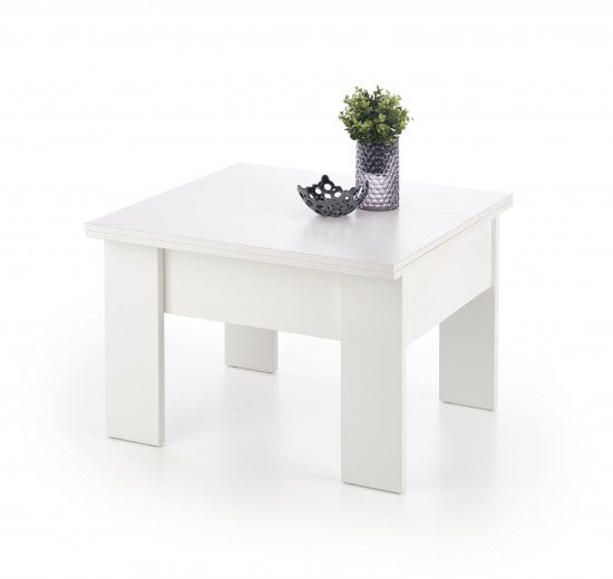 Table basse Serafin Blanc, L80-160xl80xh53-79 cm