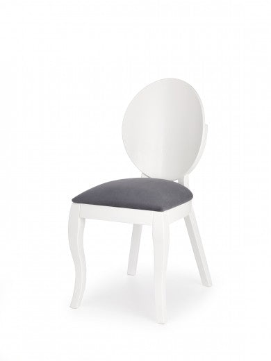 Chaise en bois de hêtre tapissée de tissu Verdi Blanc / Gris, l50xA55xH90 cm