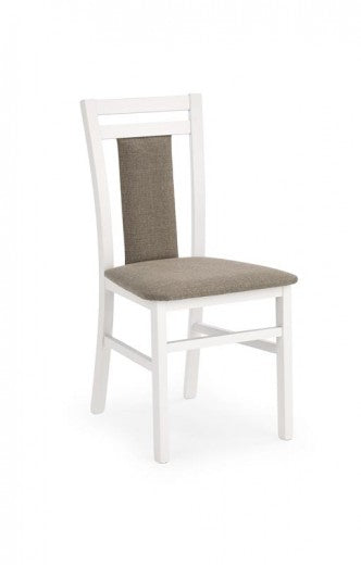 Chaise en bois de hêtre, tapissée de tissu Hubert 8 Blanc, l45xA51xH90 cm