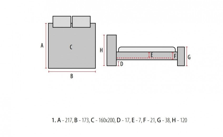 Lit recouvert de tissu Melissa Gris, 160 x 200 cm