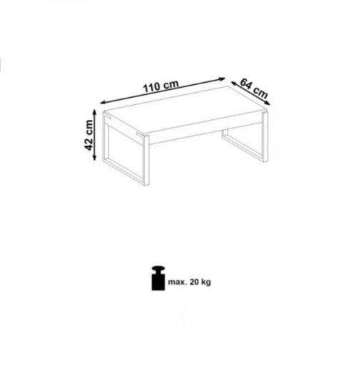 Table basse en MDF et métal Capri Chêne San Remo / Noir, L110xl64xH42 cm