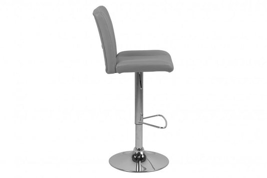 Tabouret de bar tapissé de cuir écologique et pied en métal Sylvia Gris / Chrome, l41,5xl52xH115 cm