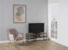 Fauteuil fixe rembourré avec tissu et pieds en métal Chisa Velvet Rose Foncé / Laiton, l74xA73xH83 cm
