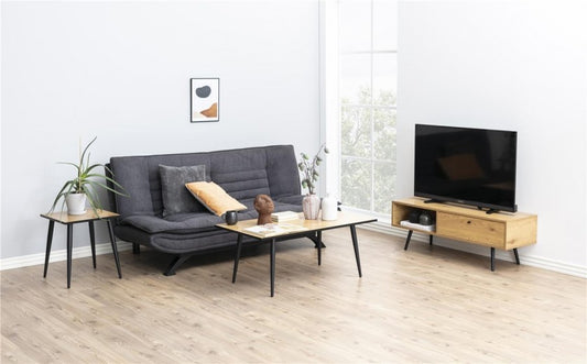 Canapé convertible en tissu, 3 places Faith Gris Foncé, l196xA98xH91 cm