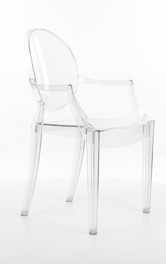 Chaise en plastique transparent Luis, l54xA42xH92 cm