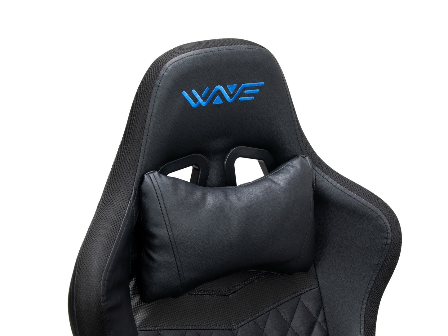 Chaise de jeu rembourrée en cuir écologique et LED RGB incluses, Wave Y-2412, Noir, L67xW66xH126-136 cm