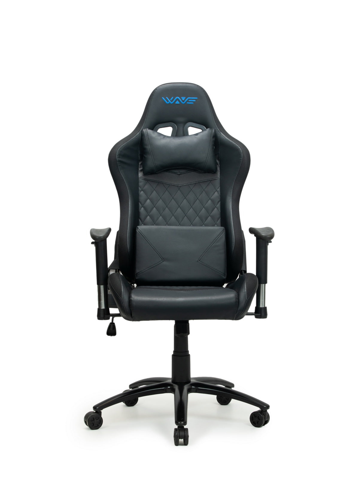 Chaise de jeu rembourrée en cuir écologique et LED RGB incluses, Wave Y-2412, Noir, L67xW66xH126-136 cm