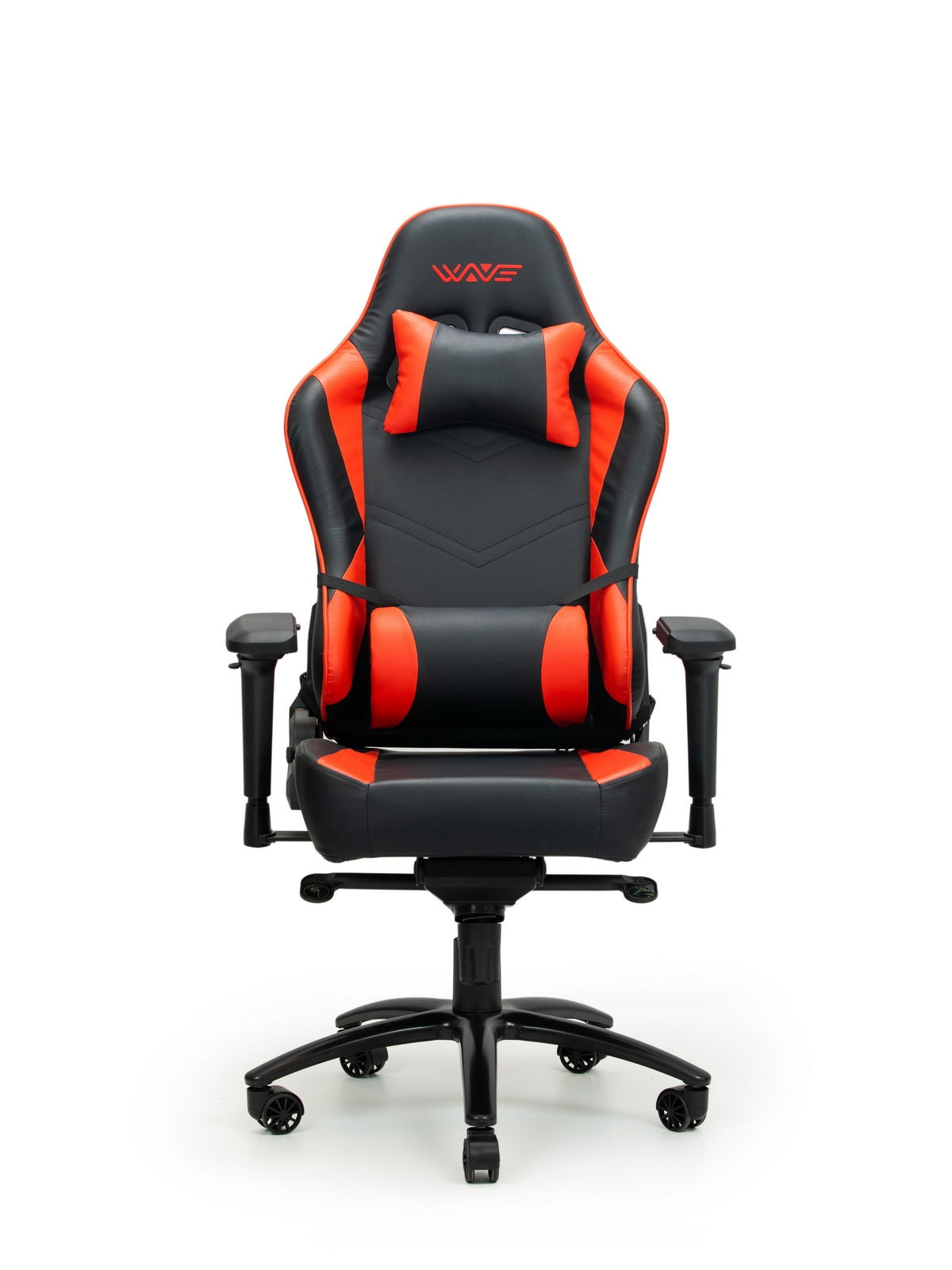 Chaise de jeu rembourrée en cuir écologique Wave Y-2555A, Rouge / Noir, L67xW66xH128-136 cm