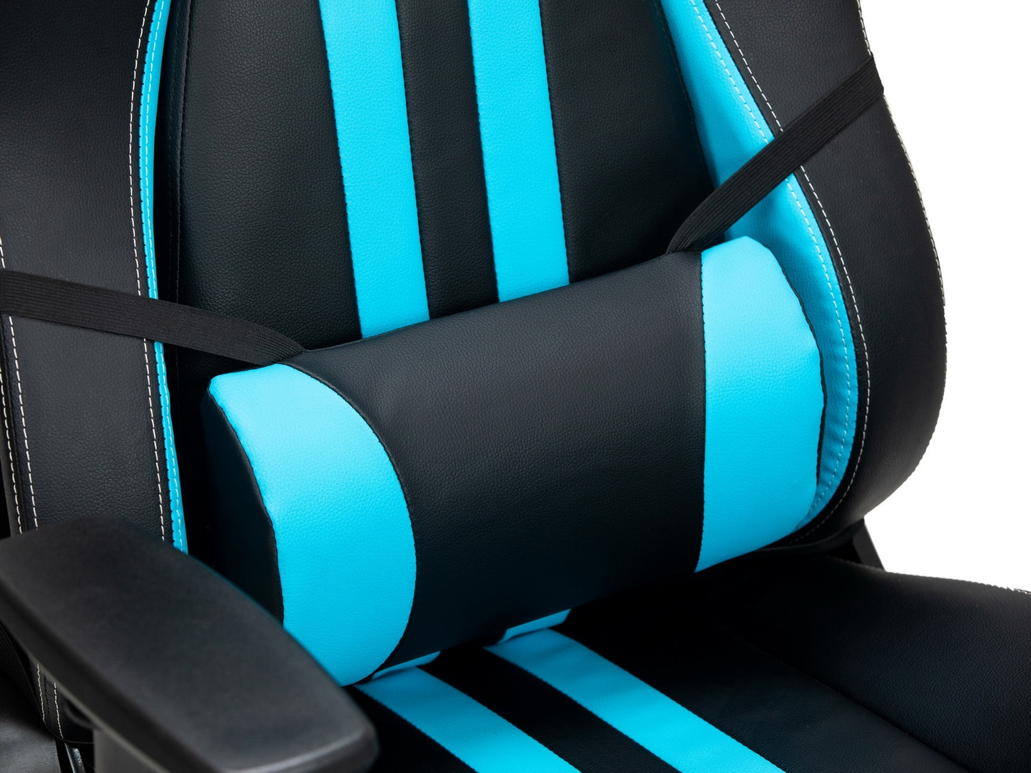 Chaise de jeu rembourrée en cuir écologique Wave Y-2558, Bleu / Noir, L67xW66xH131-141 cm