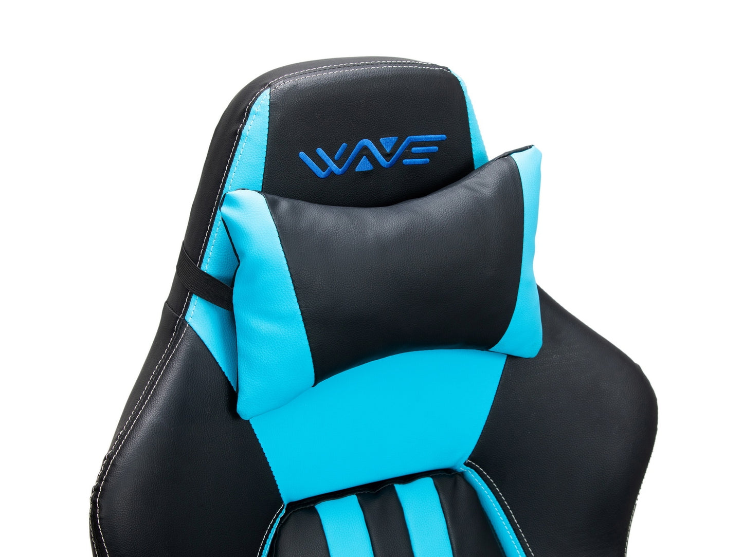 Chaise de jeu rembourrée en cuir écologique Wave Y-2558, Bleu / Noir, L67xW66xH131-141 cm
