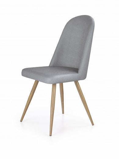 Chaise rembourrée en éco-cuir, avec pieds en métal K214 Gris / Chêne Miel, l49xA59xH90 cm