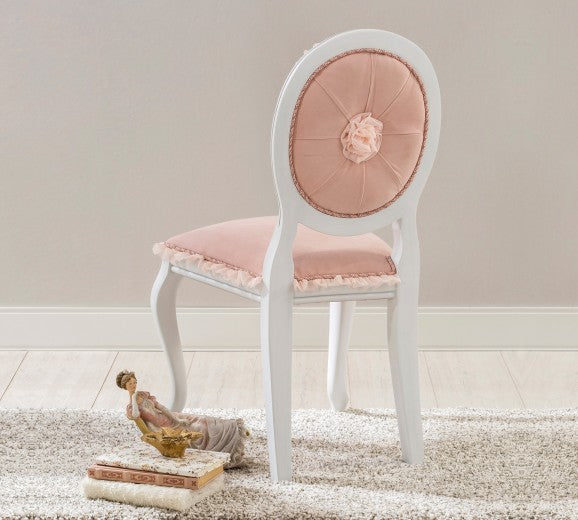 Chaise enfant rembourrée en tissu et pieds en bois Dream Salmon, l48xA52xH90 cm