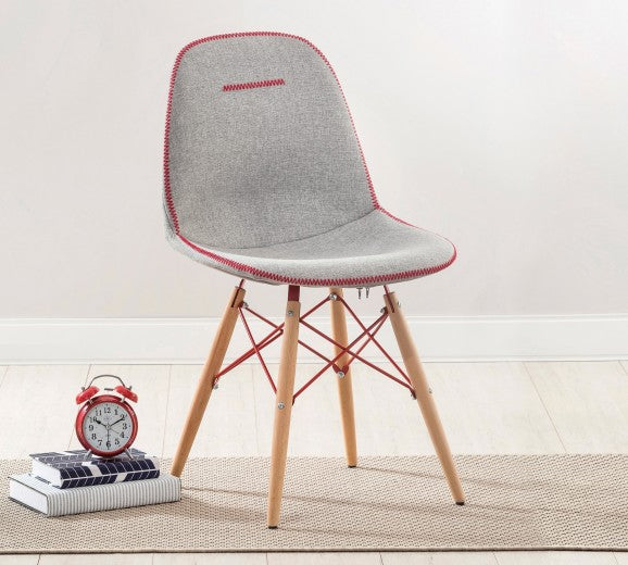 Chaise enfant rembourrée en tissu et pieds en bois Trio Gris, l50xA50xH85 cm