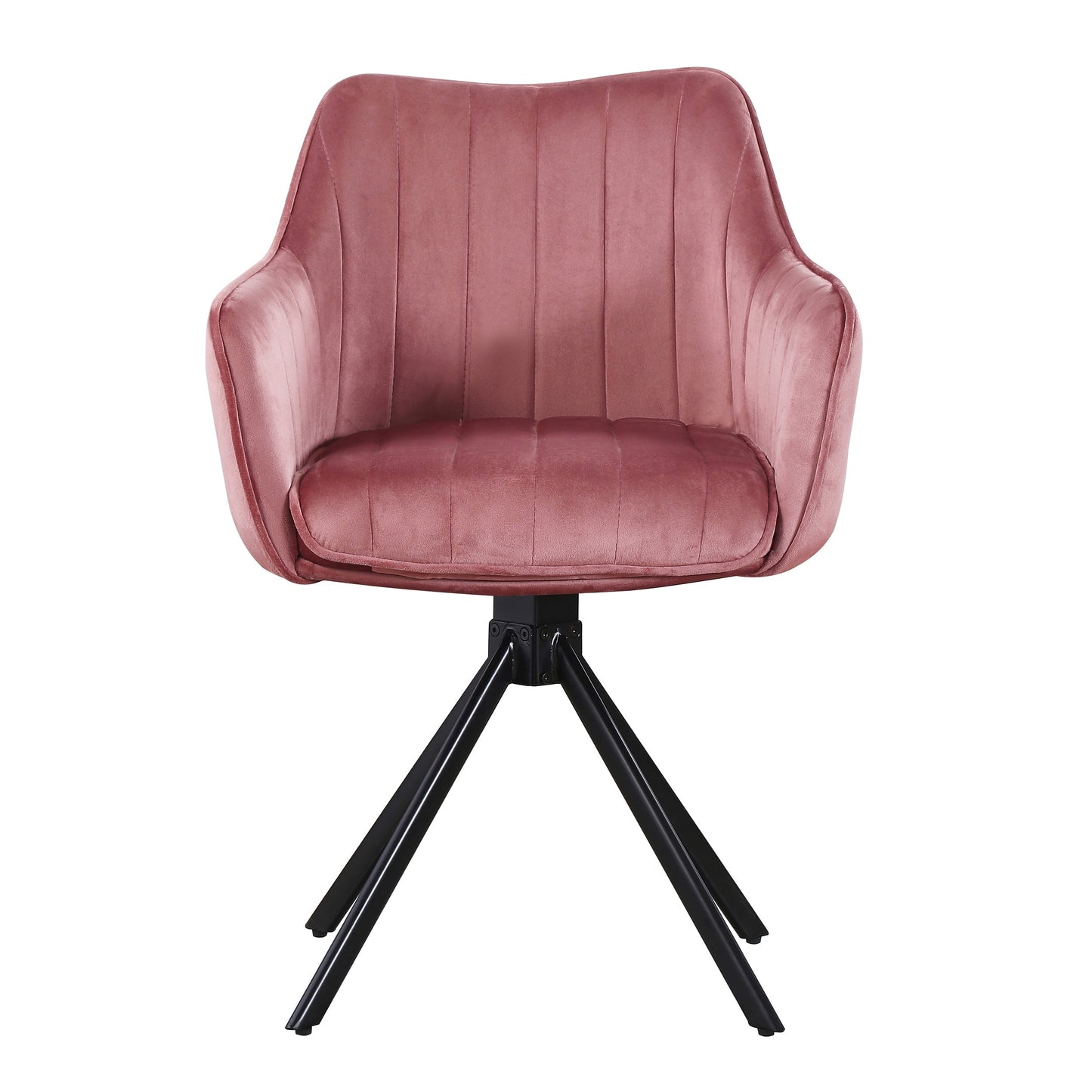 Lot de 2 chaises pivotantes rembourrées avec pieds en tissu et métal, Alex, Velours Rose / Noir, L45xl59xH86 cm