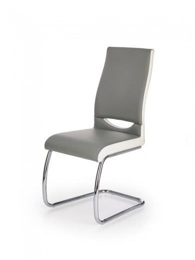 Chaise rembourrée en éco-cuir, avec pieds en métal K259 Gris / Blanc, l44xA59xH97 cm