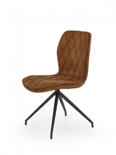 Chaise rembourrée en cuir écologique, avec pieds en métal K237 Marron, l49xA62xH90 cm