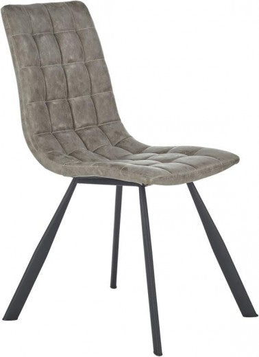 Chaise rembourrée en cuir écologique, avec pieds en métal K280 Gris, l50xA60xH91 cm