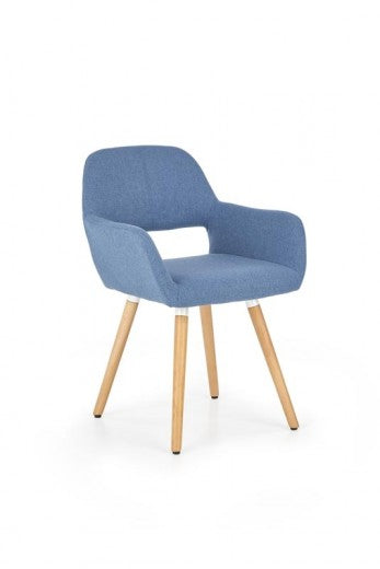 Chaise rembourrée en tissu, avec pieds en bois K283 Bleu, l56xA56xH80 cm