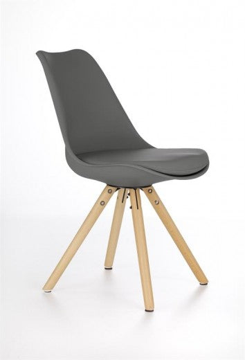 Chaise rembourrée en cuir écologique, avec pieds en bois K201 Gris, l48xA57xH81 m