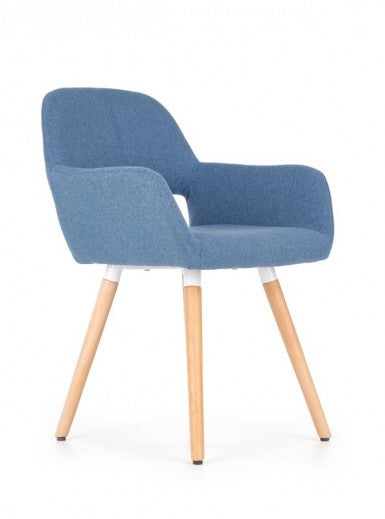Chaise rembourrée en tissu, avec pieds en bois K283 Bleu, l56xA56xH80 cm