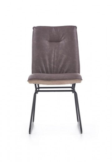 Chaise rembourrée en tissu et cuir écologique, avec pieds en métal K270 Gris Foncé / Gris Clair, l46xA62xH91 cm