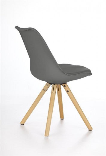 Chaise rembourrée en cuir écologique, avec pieds en bois K201 Gris, l48xA57xH81 m