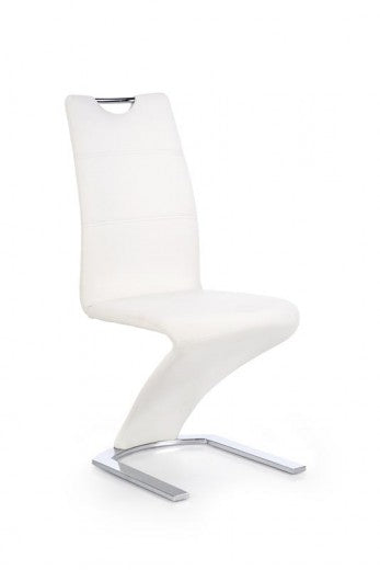 Chaise rembourrée en cuir écologique, avec pieds en métal K291 Blanc, l45xA63xH101 cm
