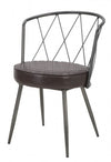 Chaise rembourrée en cuir écologique, avec pieds en métal Marron Fer / Gris Foncé, l51xA56xH76 cm