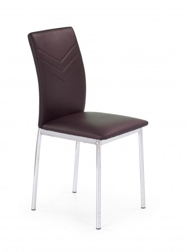 Chaise rembourrée en cuir écologique, avec pieds en métal K137 Marron, l43xA49xH92 cm