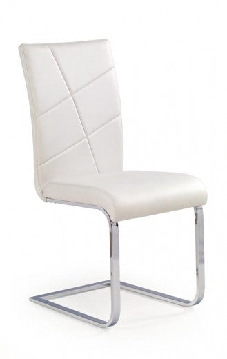 Chaise rembourrée en cuir écologique, avec pieds en métal K108 Blanc, l43xA57xH96 cm