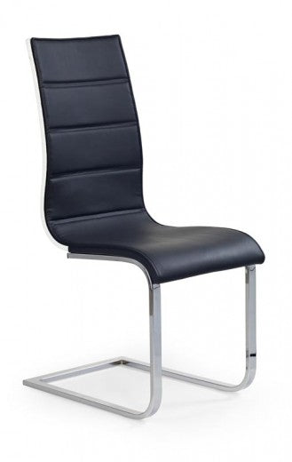 Chaise rembourrée en cuir écologique, avec pieds en métal K104 Noir / Blanc, l42xA56xH99 cm