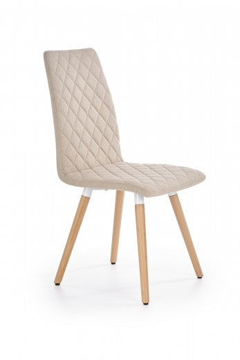 Chaise rembourrée en tissu, avec pieds en bois K282 Beige, l56xA44xH93 cm